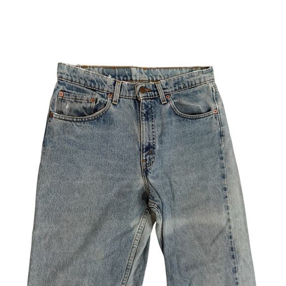 Vintage Levi's Made in USA 555 Size 33 Light Discolored Denim Cropped Raw Hem - Picture 3 of 10